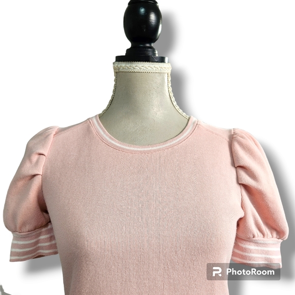 Marcs | Pink & White Shell Cove Knit Short Sleeve | size XS - Picture 4 of 9